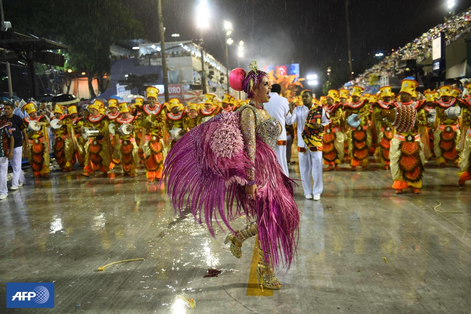 L'école de samba Viradouro a donné le coup d'envoi des festivités dimanche. AFP PHOTO / CHRISTOPHE SIMON