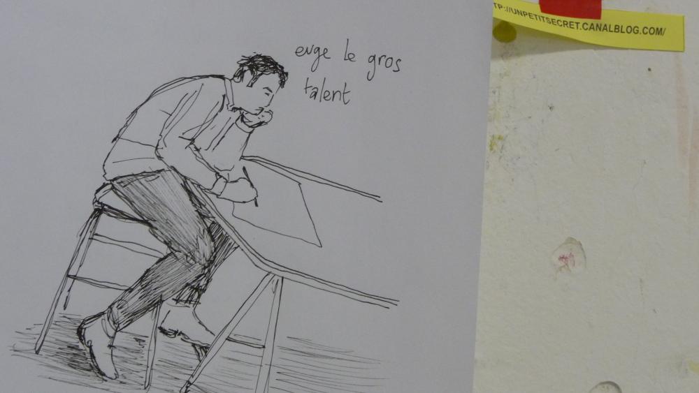 Eugène Riousse, lauréat à Angoulême, est à l'honneur dans l'atelier des cinquième année. Photo Clément Lacaton/CUEJ