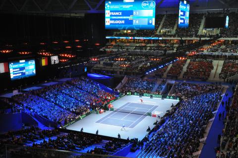 La finale de la Coupe Davis 2017 a opposé Lucas Pouille et David Goffin pour la France et la Belgique. Crédits : Felouch Kotek
